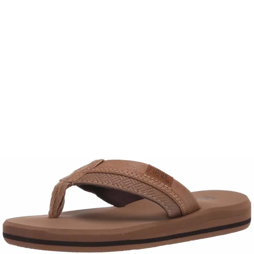 FLOJOS Boy's Ryan Flat Sandal, Tan, 13 Little Kid